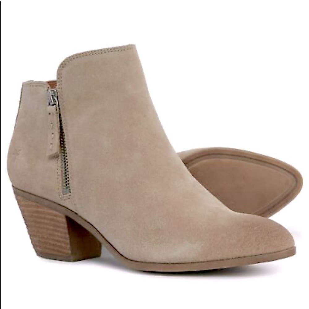 Frye‎ - Women's Judith Double Zip gray /Taupe heeled Ankle Boots size 8